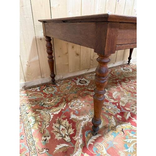 Louis Philippe Farmhouse Desk in Oak For Sale - Image 6 of 7