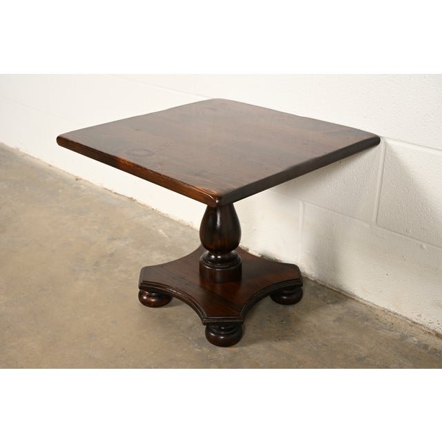 Ethan Allen Rustic European Solid Pine Pedestal Side Table or Cocktail Table, Circa 1970s For Sale - Image 13 of 13