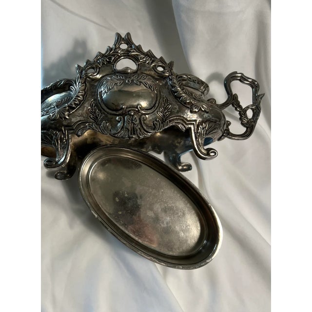 1980s Vintage Godinger Silver Plate Jardiniere Art Nouveau Centerpiece For Sale - Image 5 of 6