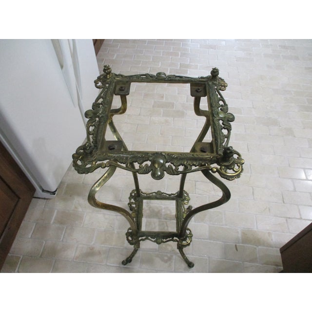 Antique Brass Marble Ornate Rococo Gueridon Candle / Plant Lamp Table Pedestal For Sale - Image 16 of 18
