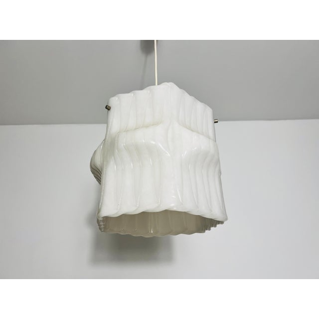 Plastic Structured White Pendant Lamp, Germany, 1970s For Sale - Image 7 of 12