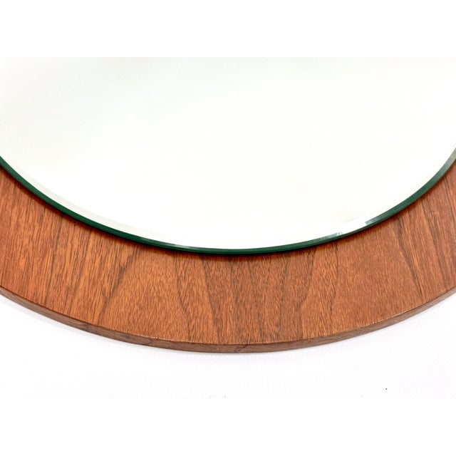 Mid-Century Modern Mid-Century Wall Round Mirror in Teak, 1970s For Sale - Image 3 of 7