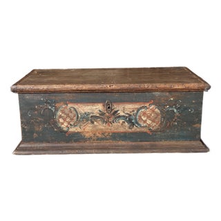 Pine Trunk or Blanket Chest in Original Paint For Sale