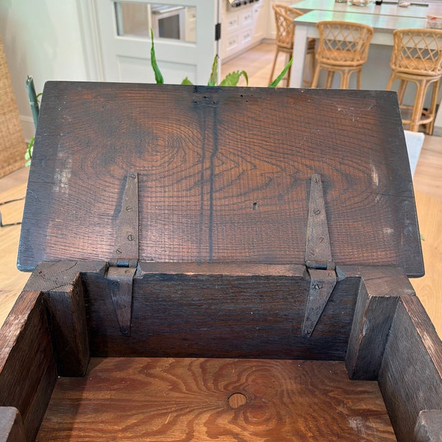 Wood Antique European Carved Oak Chest on Stand For Sale - Image 7 of 12
