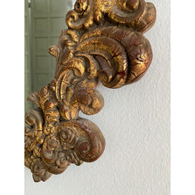 Gold 1920s Louis XV Original Patina Dark Gold French Rococo Boudoir Mirror, Paris For Sale - Image 8 of 13