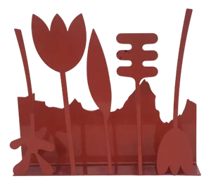 Red Painted Metal Piccolo Eden Sculpture by Annamaria Gelmi, 1980