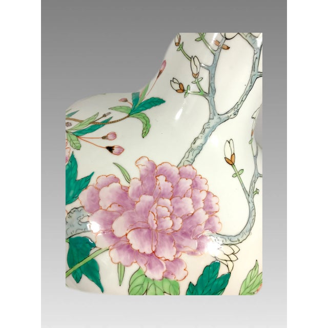 White Large Chinese White Porcelain Flower Vase With Foliage & Butterflies, Tianqiuping, Signed H22" For Sale - Image 8 of 10