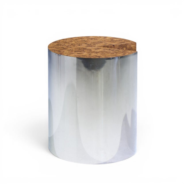 Leon Rosen Leon Rosen for Pace Style Mid Century Pac-Man Chrome Drum Table For Sale - Image 4 of 7