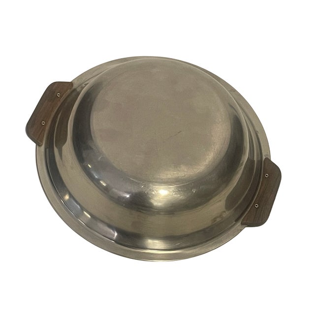 Stelton Vintage Stelton Denmark Stainless Steel Serving Bowl With Teak Handles by Peter Holmblad For Sale - Image 4 of 5