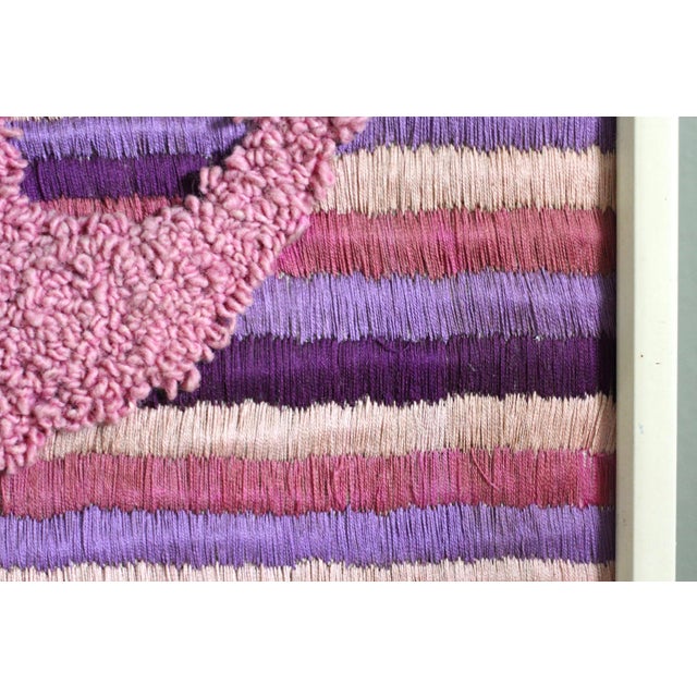 1970s Purple Fiber Textile Art, Framed For Sale - Image 6 of 11