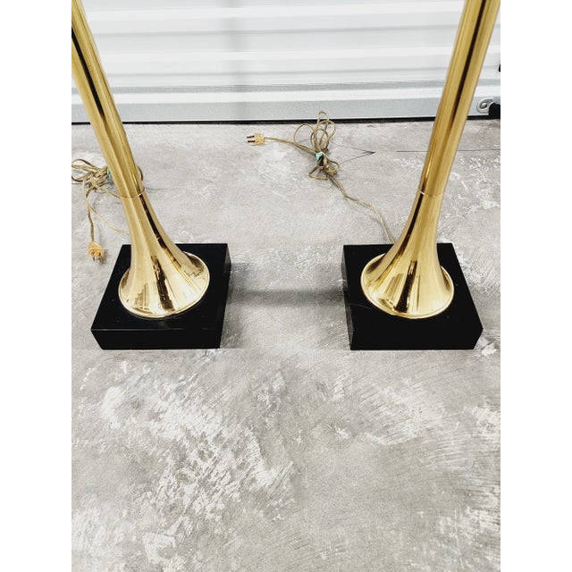 1990s Vintage Remington Trumpet Brass Floor Lamps-A Pair For Sale - Image 5 of 12