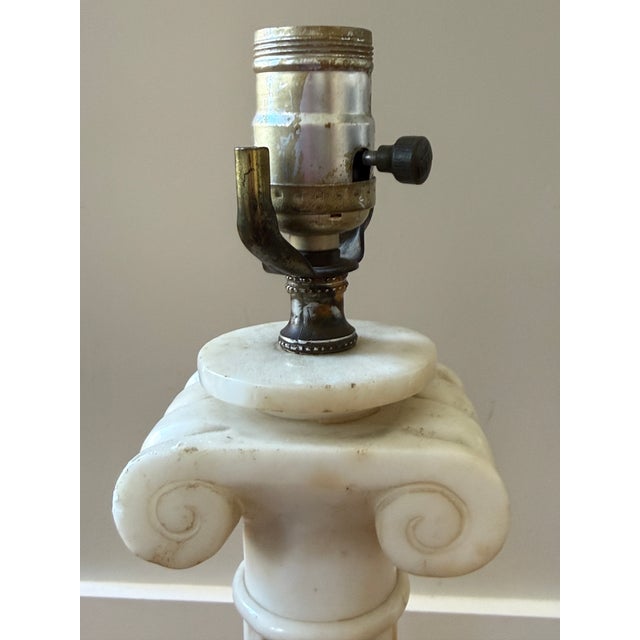 Vintage Alabaster Column Lamp Pair For Sale - Image 15 of 18