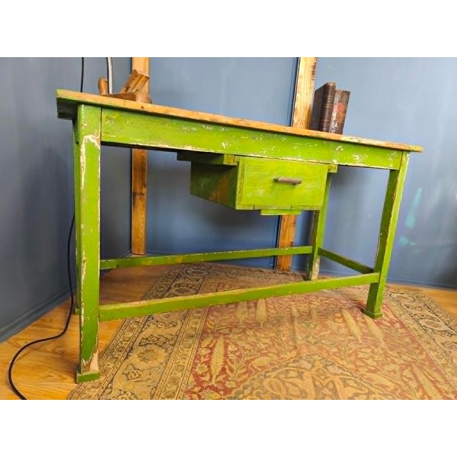 Industrial Wooden Worktable with Drawers, 1950s For Sale - Image 9 of 18