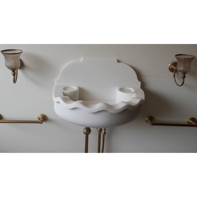 Stone Carrara Marble Sink With Backsplash For Sale - Image 7 of 7