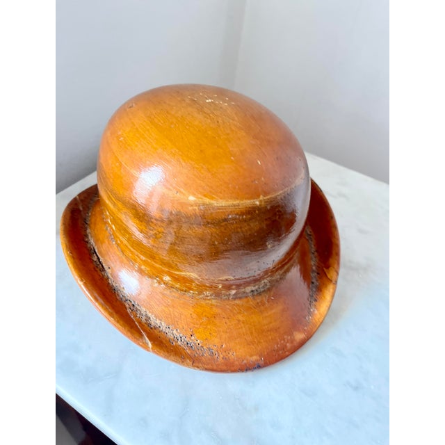 Antique Wooden Bowler Hat Block Mold, Early 20th Century For Sale - Image 4 of 10