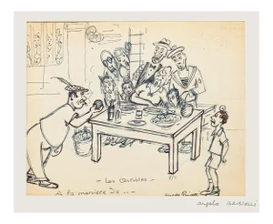 Angelo Griscelli, Figures, 20th Century, Original Work on Paper
