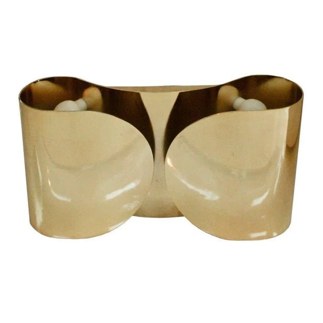 Mid-Century Modern Mid-Century Foglio Italian Brass Sconce by Tobia Scarpa, Set of 2 For Sale - Image 3 of 14