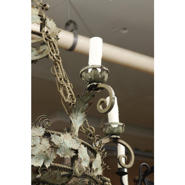 Early 20th Cent. French Two-Tier Chandelier With Vine and Tendril Motif For Sale In Atlanta - Image 6 of 16