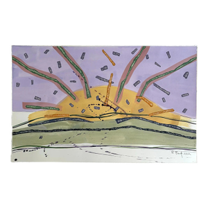 Barbara Beck 2002 Abstract Landscape Painting on Paper - Signed/Dated/Unframed