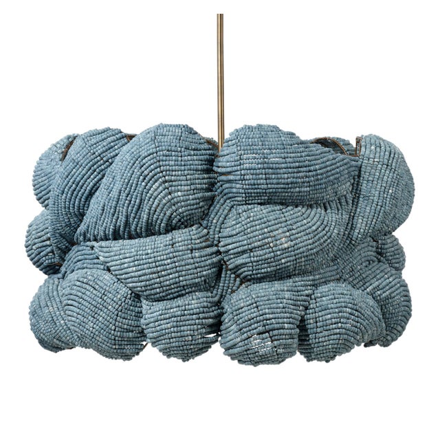 Jamie Young Large Anguilla Chandelier in Blue Wood Beads For Sale - Image 10 of 10