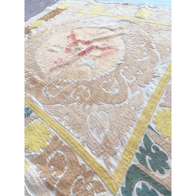 Textile Suzani Wall Tapestry - Neutral Tan Tashkent Embroidery For Sale - Image 7 of 8