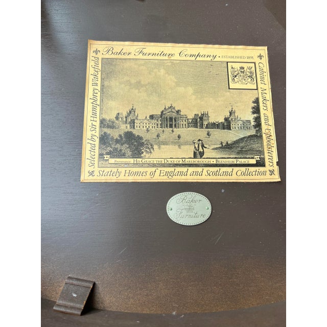 Baker Mahogany Oval Side Table With Shaped Brass Gallery For Sale - Image 11 of 13