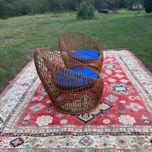 Franco Albini Contemporary Resin Wicker Franco Albini Style Chairs- A Pair For Sale - Image 4 of 12