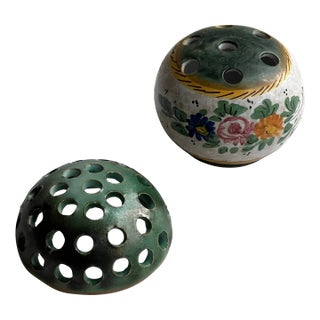 Hand-Made & Hand-Painted Flower Frogs-2 Pieces For Sale