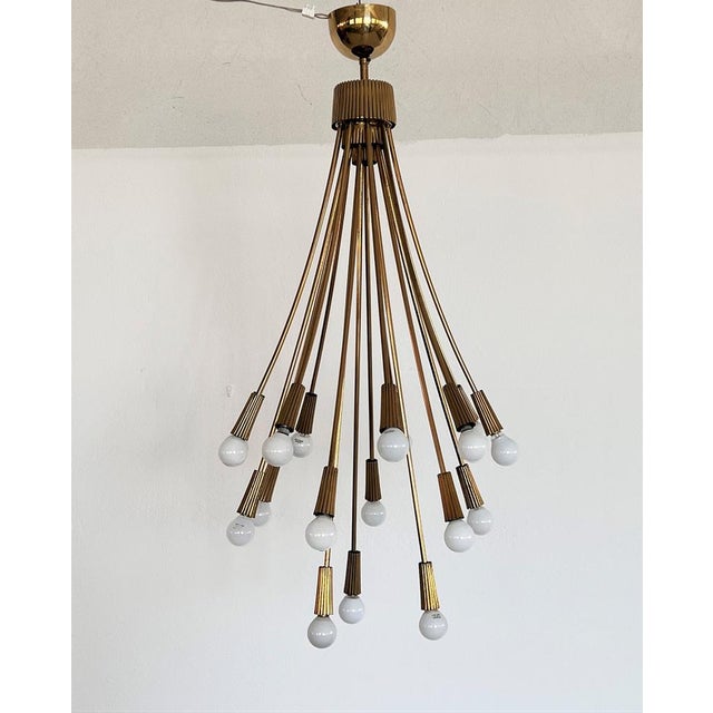 Italian Chandelier in Brass, 1970s For Sale - Image 4 of 16