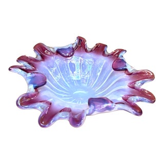 Murano Glass Pink/Opalescent Splatter Bowl For Sale