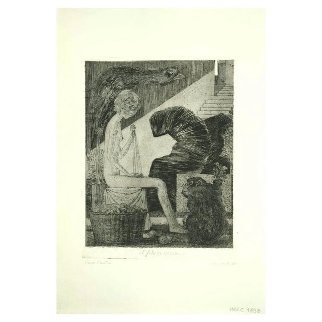 Leo Guida, Il Filo Si Spezza, Etching on Paper, 1970 For Sale