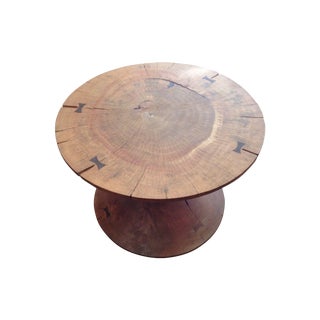 Solid Acacia Wood Round Coffee Table For Sale