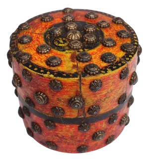 Handpainted Wooden Lacquerware Spice Box, 1950s