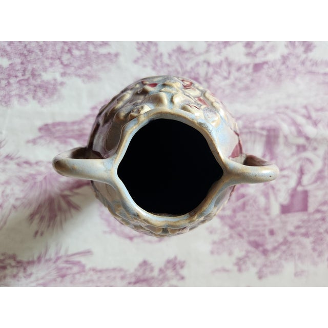 Art Nouveau Burgundy Barbotine Vase with Floral Relief, 1900s For Sale - Image 11 of 16