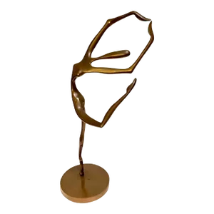 Vintage Modernist Bronze Sculpture a Dancing Ballerina by French Artist Yves Lohe
