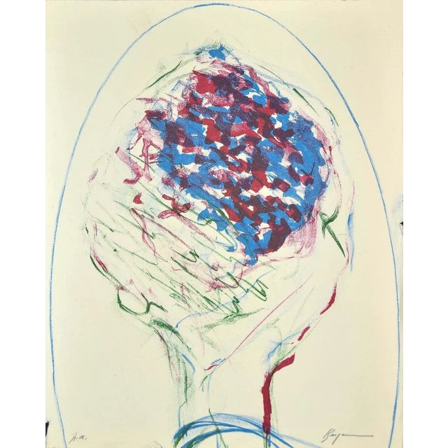 Bouquet is an original lithograph on ivory-colored cardboard realized by danilo bergamo in the second half of the 20th...