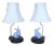 Late 20th Century Petite Bunny Rabbit Table Lamps Blue & White Fishnet - a Pair For Sale