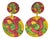 Multicolor Red, Yellow and Green Lucite Disk Dangling Clip-on Earrings For Sale