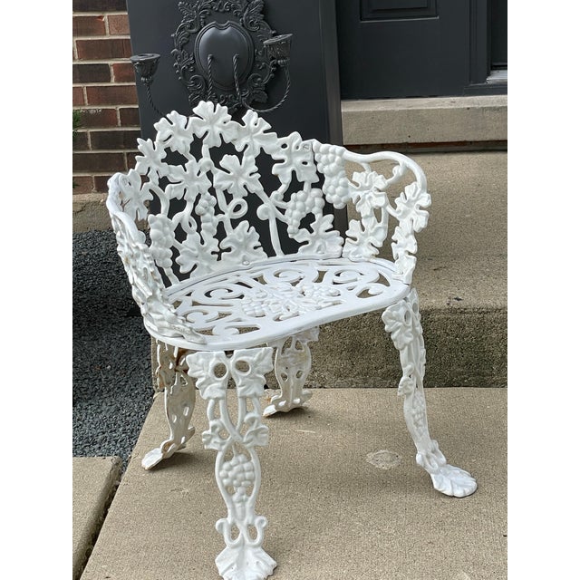 2 Vintage Victorian-Style Cast Iron Grapevine Leaf Garden Patio Chairs For Sale - Image 11 of 11