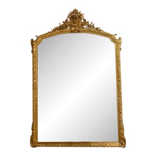 Large Scale French Louis XVI Carved and Giltwood Mirror For Sale
