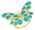 Nina Zhou Butterfly Turquoise Diamond Cocktail Ring in 14k Yellow Gold, size 10 For Sale