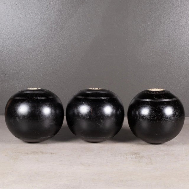 Antique Monogrammed Bone Inlaid English Lawn Balls C.1900 For Sale - Image 4 of 5