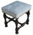 Antique 18th C William & Mary Walnut Ottoman Footstool W Blue Cheetah Velvet For Sale