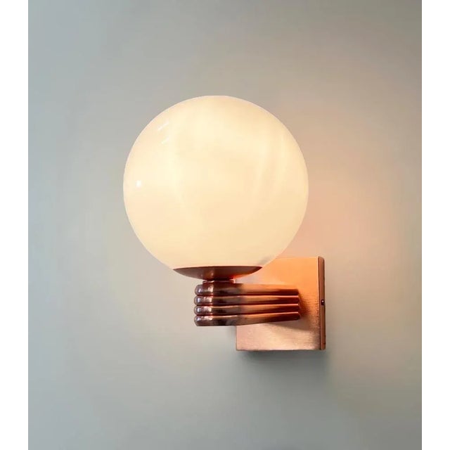 Not Yet Made - Made To Order Satin Copper and Glossy White Glass Deco Sconce by Fabio Ltd For Sale - Image 5 of 6