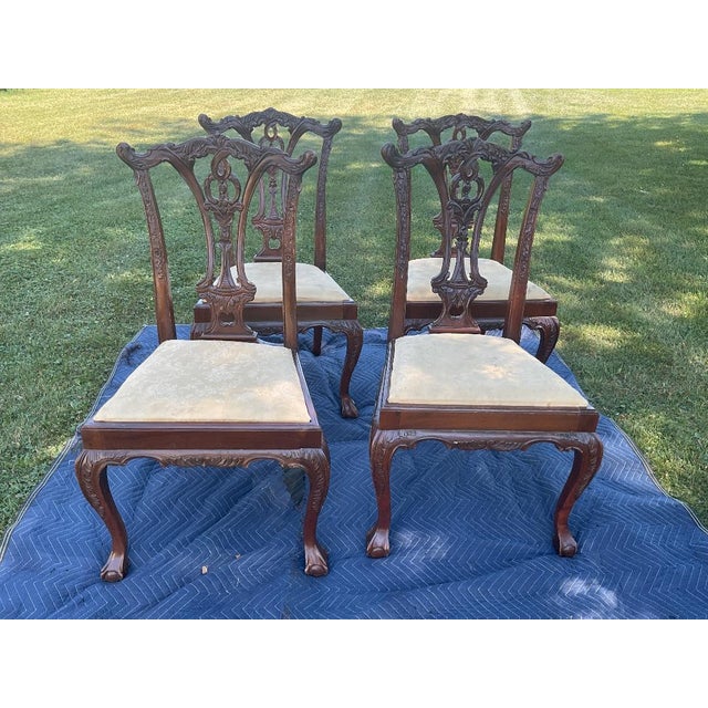 Vintage Hi-End Hand-Carved Mahogany Dining Chairs- Set of 6 For Sale - Image 6 of 10
