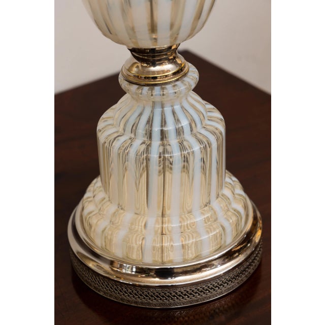 Glass Pair of Mid 20th Century Italian White and Clear Glass Murano Style Lamps For Sale - Image 7 of 7