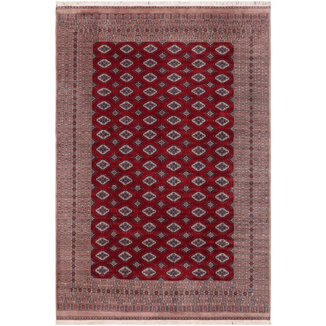 1980s Tribal Bokhara Red/Taupe Hand Knotted Wool Rug For Sale - Image 9 of 9