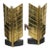 Exceptional Donald Deskey “Arrow Fletching” Brass Andirons for Bennett — Rare Mid-Century Modern Design, Circa 1950 For Sale
