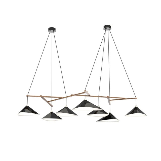 Black Monumental Daniel Becker 'Emily 7' Chandelier in Anthracite/Oak for Moss Objects For Sale - Image 8 of 13