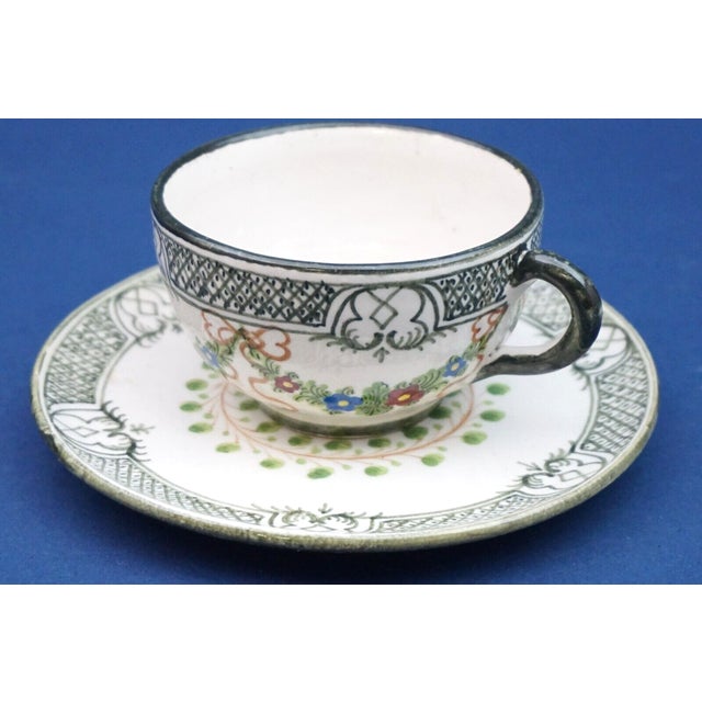 Measurements: height: 6.5 cm; cup diameter: 8.5 cm; saucer diameter: 15 cm item : fabulous glazed ceramic cup, entirely...